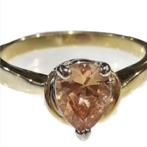 Gold Pink Birthstone Ring Sizes 4 5 8 November cocktail ring Amber imitation - Picture 10 of 10